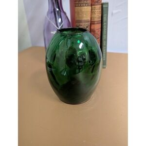 Green Glass Vase Home Decor Bud Vase Bookend Art Glass Vase Modernist Decor